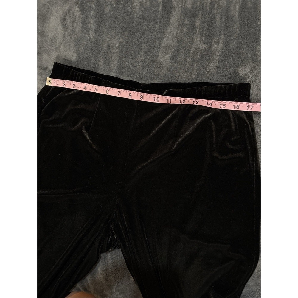 Laura Ashley Black Velvet Pants Womens S Wide Leg Pull On Elevated Minimalist - Picture 4 of 6